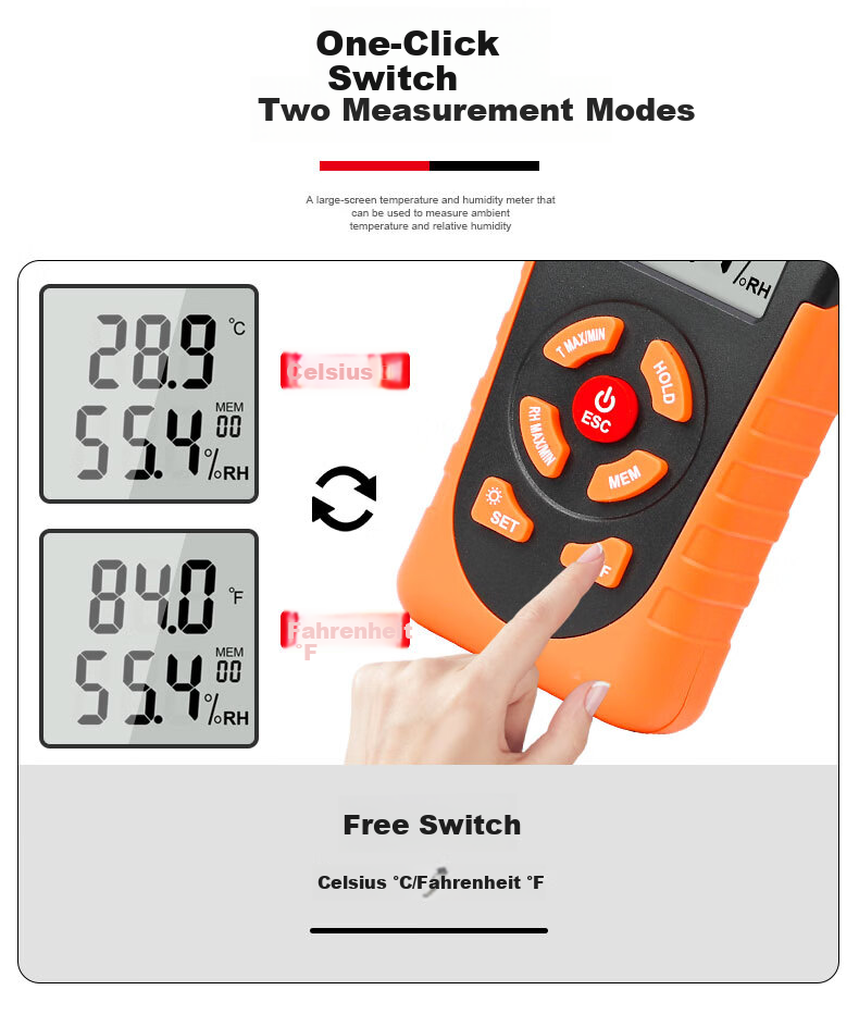 VICTOR Handheld Industrial Thermometer And Hygrometer, High-Precision Home Temperature Meter, Indoor Digital Humidity Detector, VC231 4