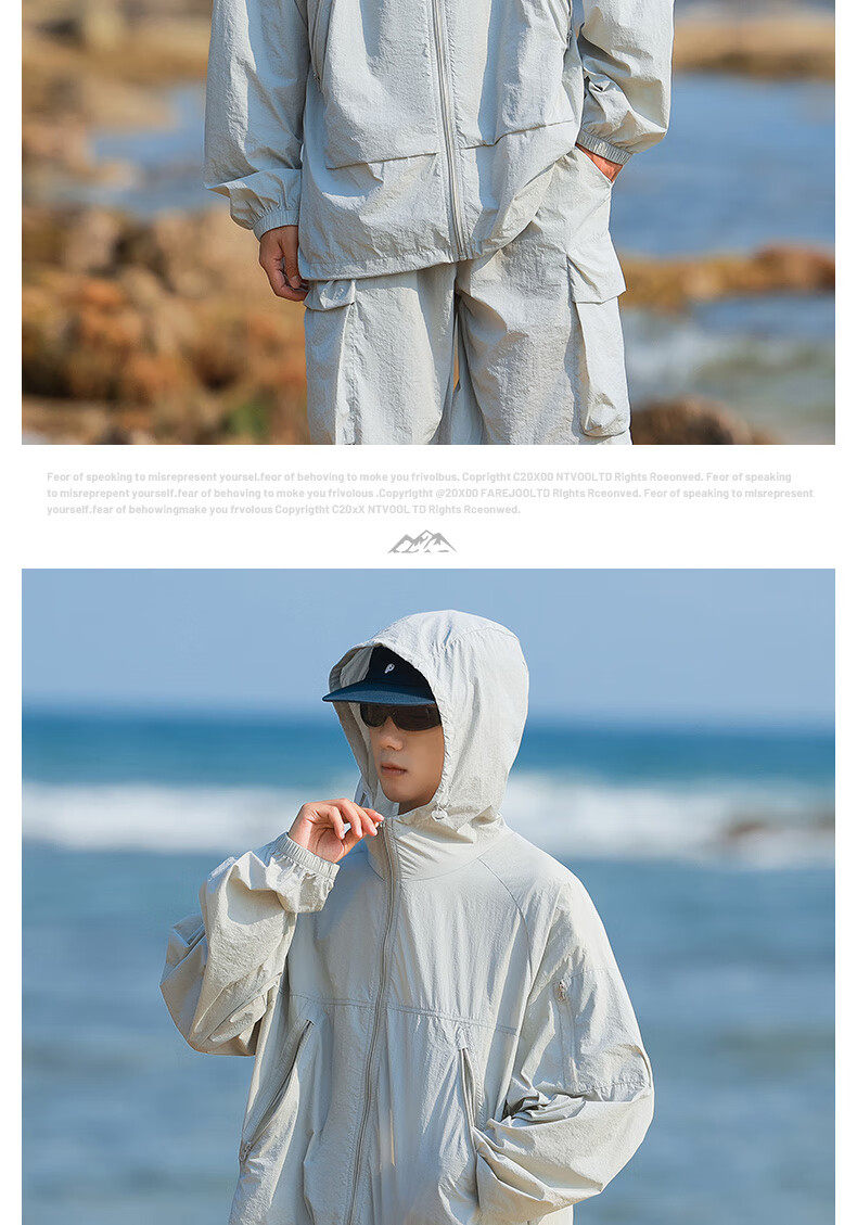 LangSha Men's Sunscreen Jacket Original Yarn Ice Silk Spring Summer UV Protection Ultra-Thin Breathable Outdoor Skin Jacket Fishing Coat 16