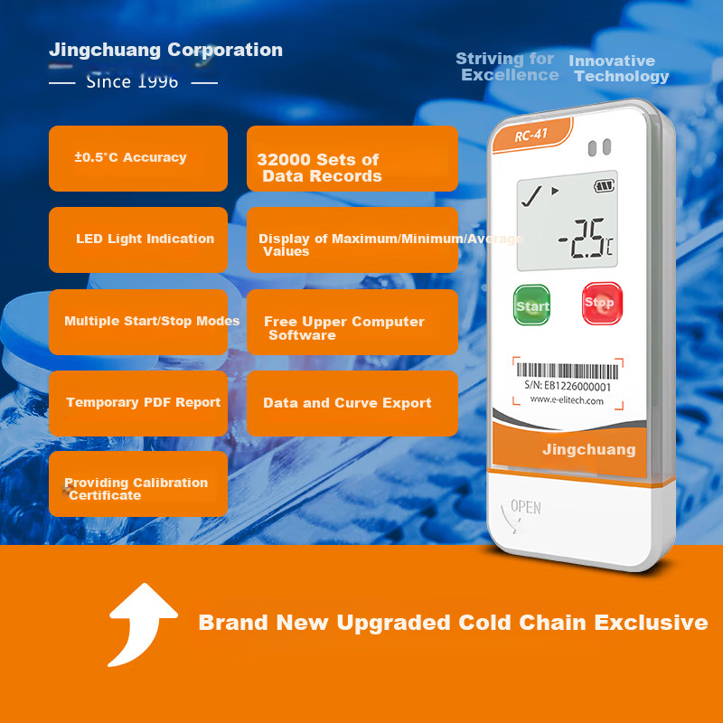 Elitech (Eliche) RC-41THE Cold Chain Temperature And Humidity Logger, Medical And Food Transport Storage, High-Precision Exportable Thermometer