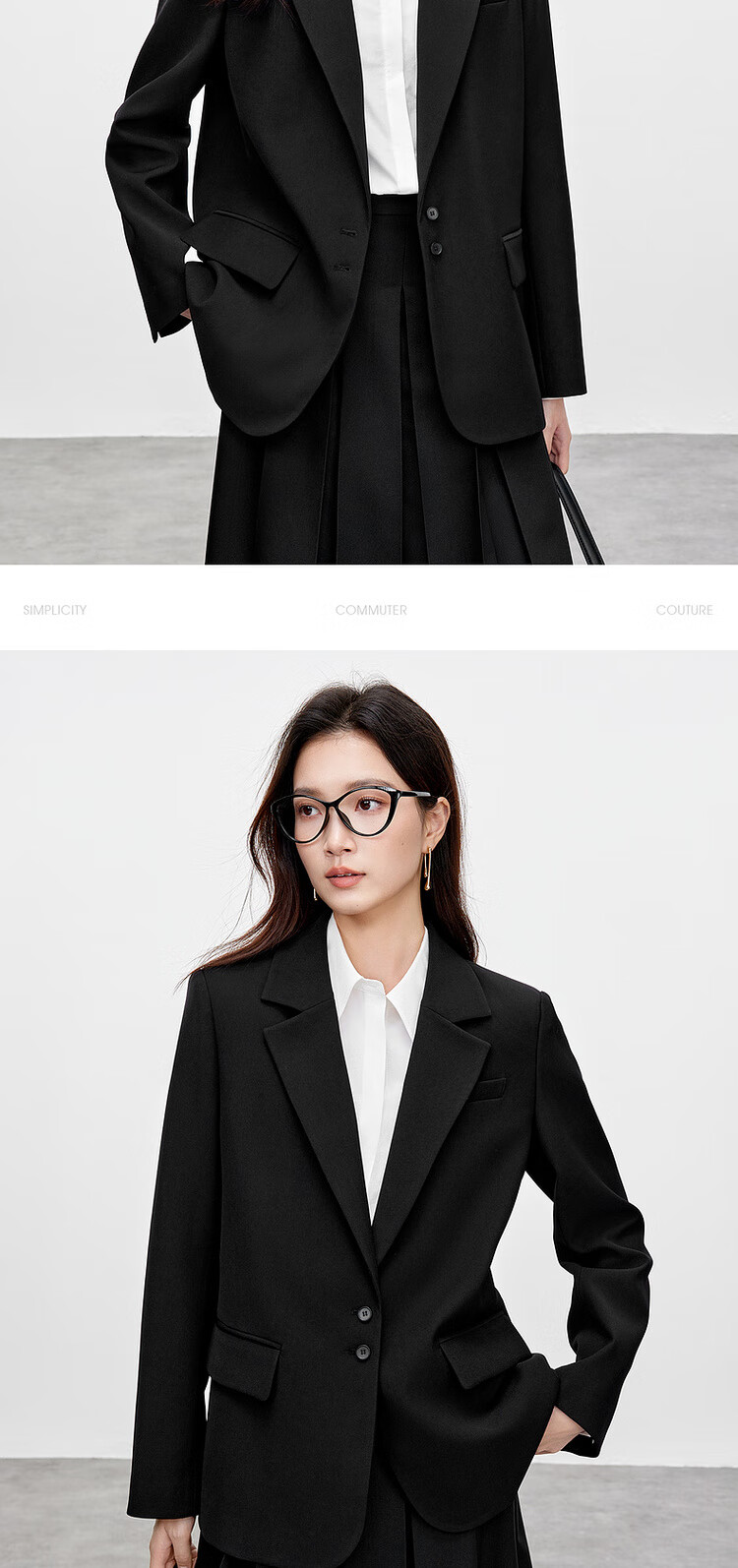 Sentubila Elegant Commuter Women's Autumn Wrinkle-Free Loose Blazer High-Intelligence Casual Jacket Black M 17