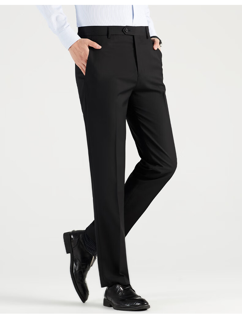 ROMON Wrinkle-Free Dress Pants for Men, Straight-Leg Stretchy, Spring And Autumn 2026, Middle-Aged And Young Business Workwear Style Professional Trousers, Gray, Size 38 12