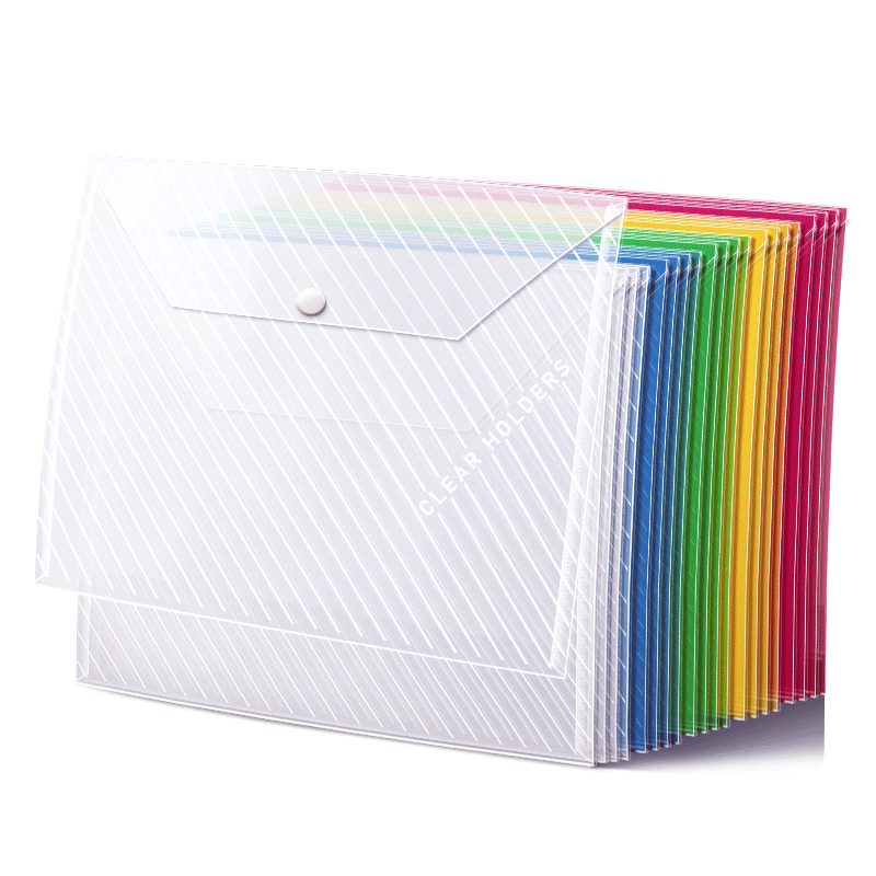 Shuxing 100 A4 Transparent File Folders, Thick Document Envelopes, Button Closure Bags, Waterproof Plastic Button Bags, Student Exam Paper Storage Pouches, Subject Classification Stationery Bags, Office Supplies