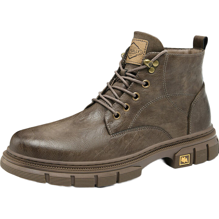 HLA Men's Martin Boots Outdoor Retro Casual Autumn Winter Work Shoes HAAGMM4AB20408 Brown Fleece Lined Size 44