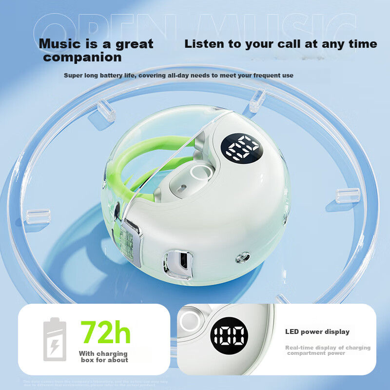 CLAISON [2025 New Model | Berlin Voice] Bluetooth Headphones, Ear-Hook Style, LED Display, Bone Conduction Concept, Wireless, Non-In, Open-Ear Design, Long-Lasting Battery Life, M80-White