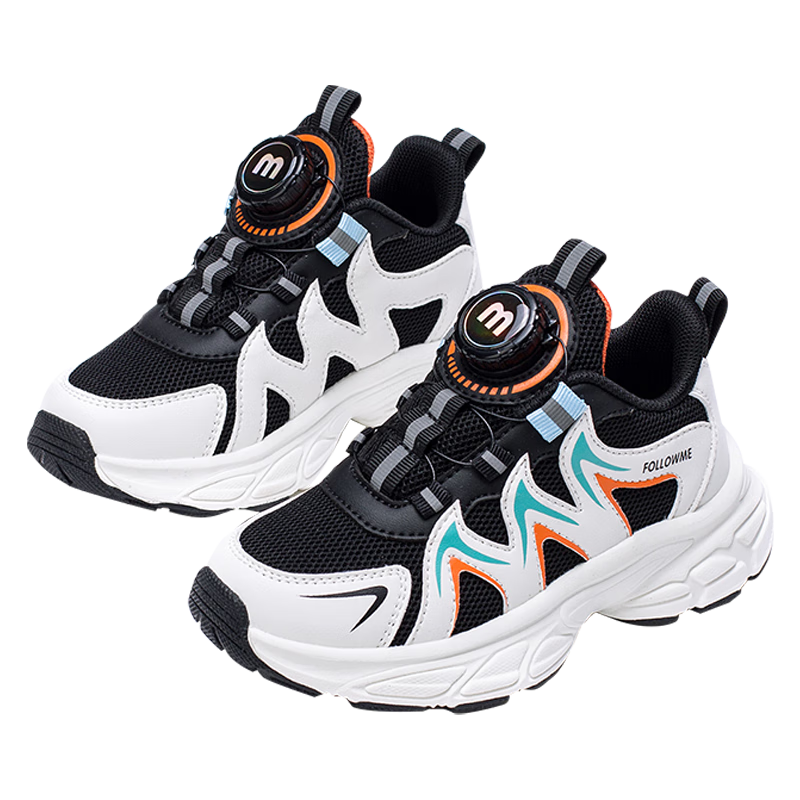 Follow Me Kids Sports Shoes Spring Summer Mesh Breathable Casual Shoes Boys Girls School Running Shoes Black Size 37