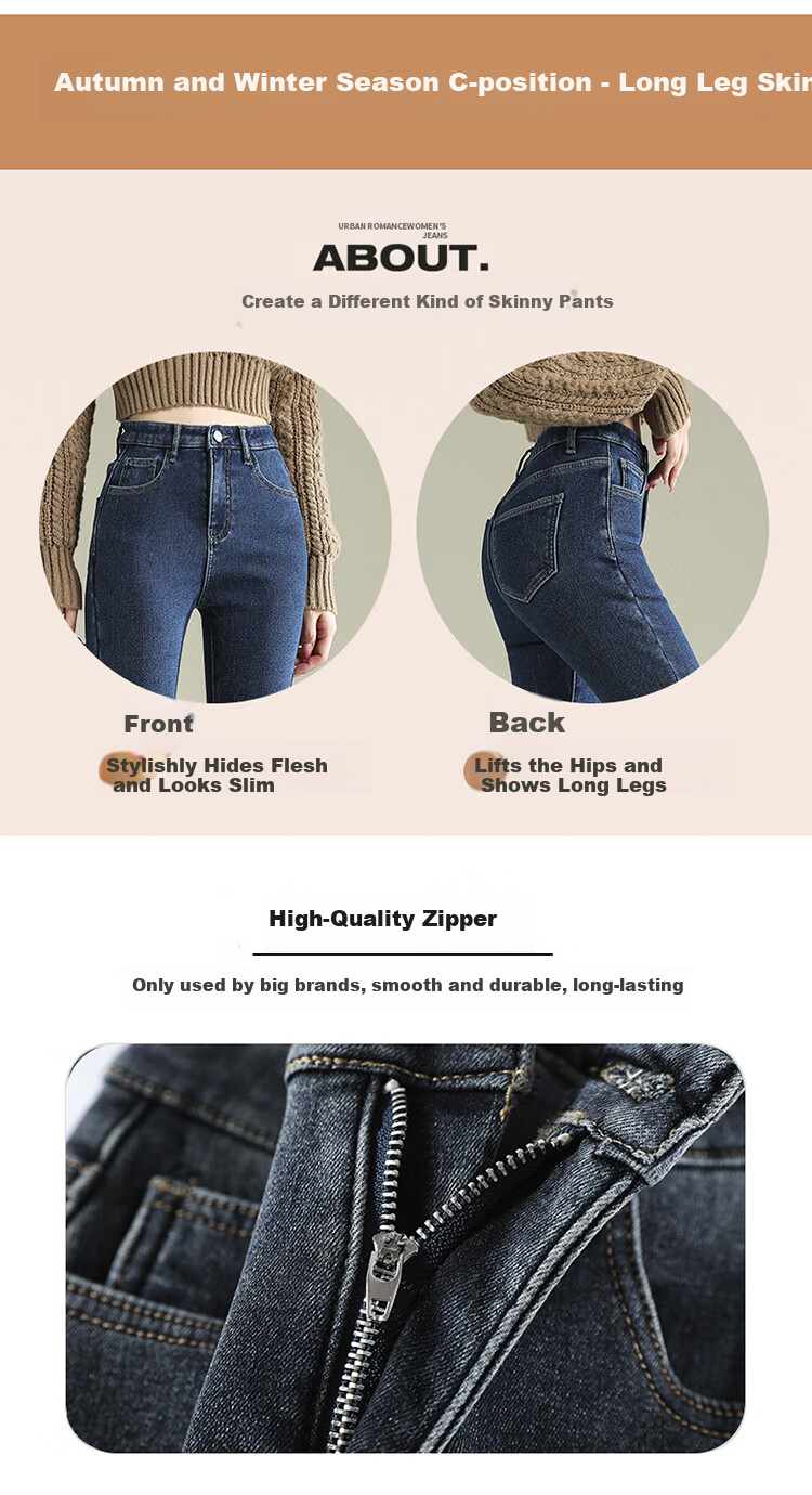 Jeanswest Women's Jeans, Spring/summer 2026, High-Waisted Slimming Korean Style, Elastic Skinny Pencil Pants, Blue-Gray Color, Size 31 3