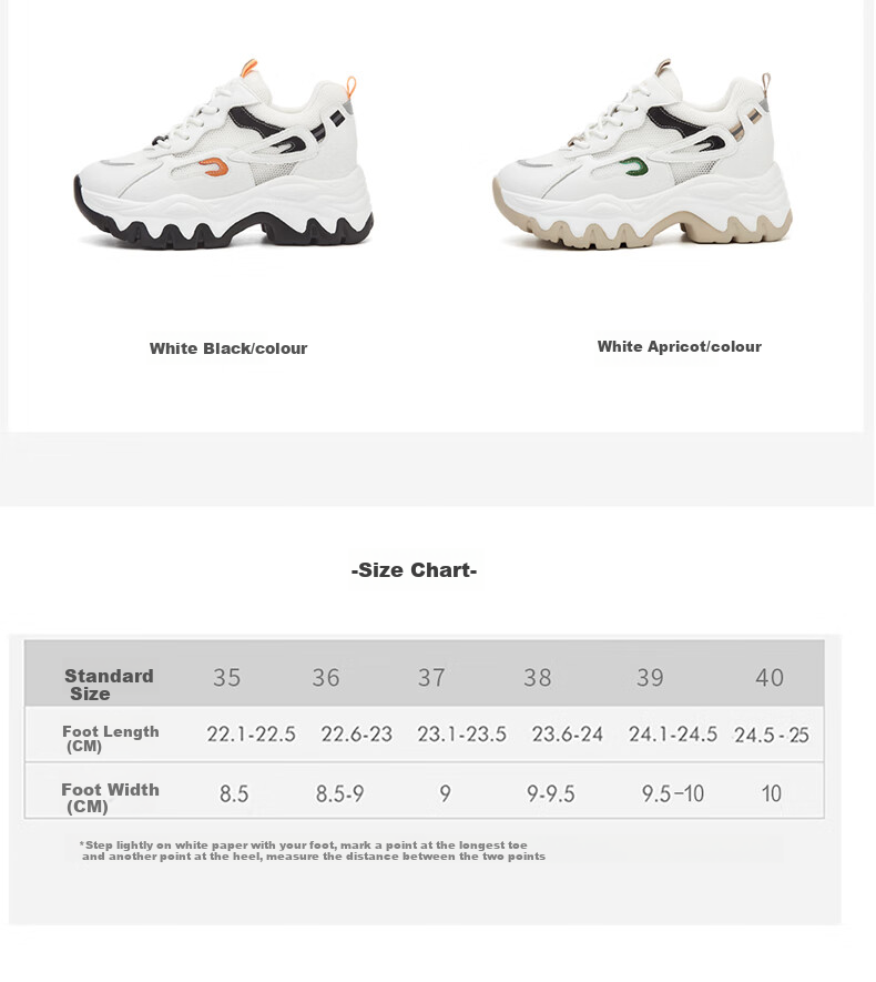 DAPHNE Women's Platform Dad Sneakers with Mesh Breathable Fashion Casual Sports Shoes 4623101126 White Apricot 40 2
