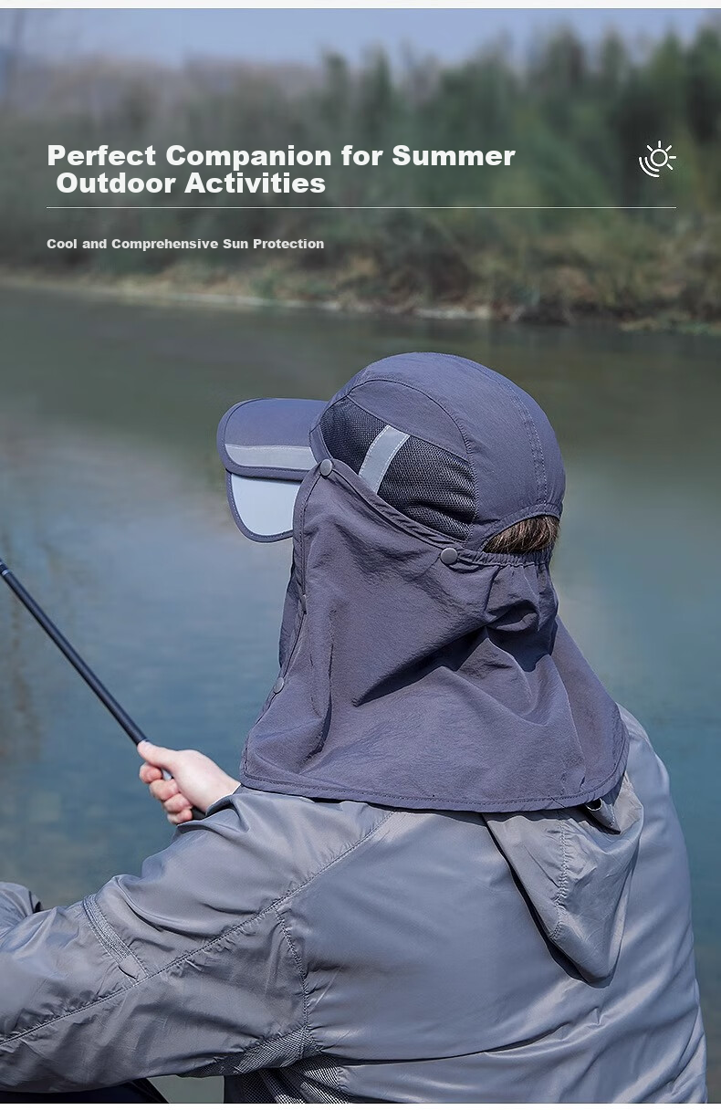 Hengyuanxiang Sun Hat for Men, Outdoor Summer UV Protection Cycling Fishing Sun Protection Hat with Face Shield And Neck Guard Integrated Mountaineering Cap 4