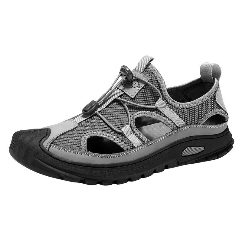 HLA Men's Shoes, Summer Breathable Casual Shoes, Men's Outdoor Shoes, Versatile Sandals, K030 Gray, Size 42