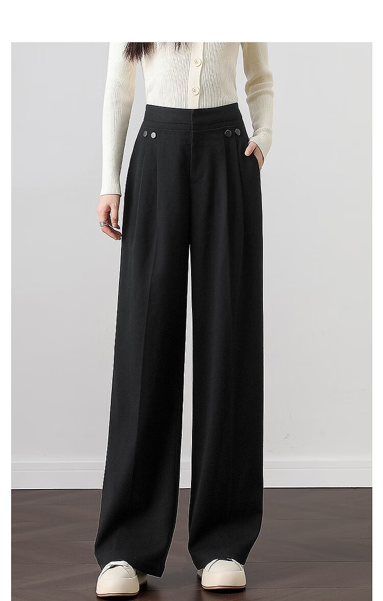 DME "Unconditionally Inclusive Leg Shape" Autumn Minimalist Design Patchwork Pleated Hem Decorative Button Straight Tube Concealed Meat Casual Pants 18