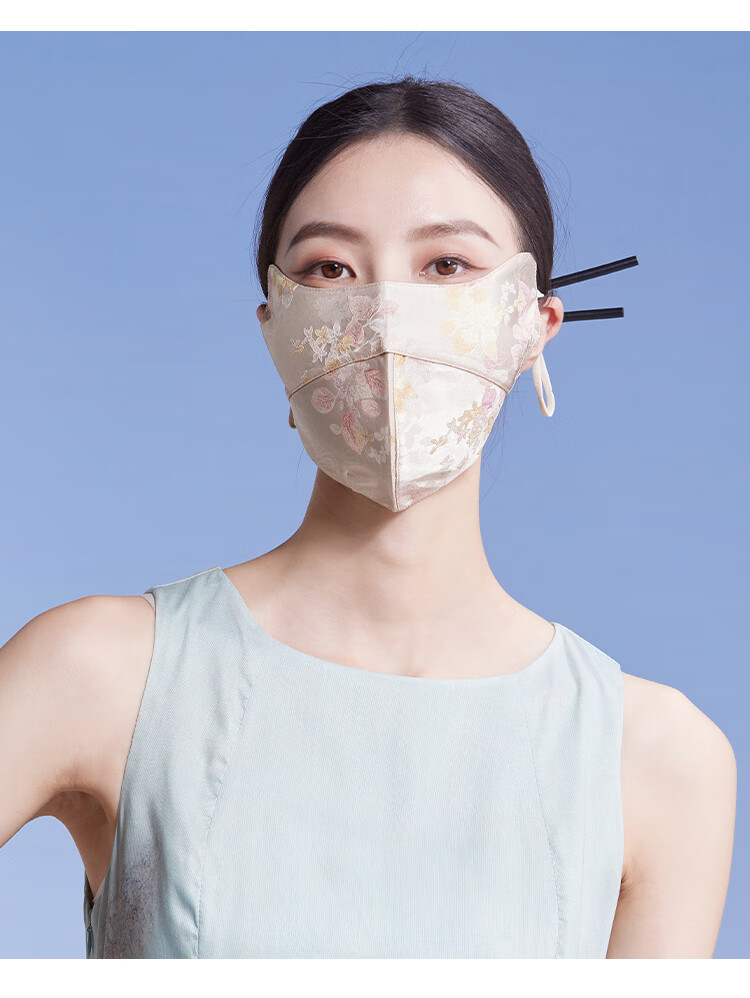 Shanghai Story Intangible Cultural Heritage Song Brocade Pattern Sunscreen Mask for Women Spring Summer UV Protection 100% Mulberry Silk Sunshade Mask Lilac Purple 2