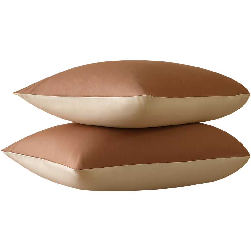 Shuixingjiafang Pillowcase, 100% Pure Cotton, Grade A Pillow Cover, Set of Two, for Home And Dormitory Use, 48x74cm, Brow