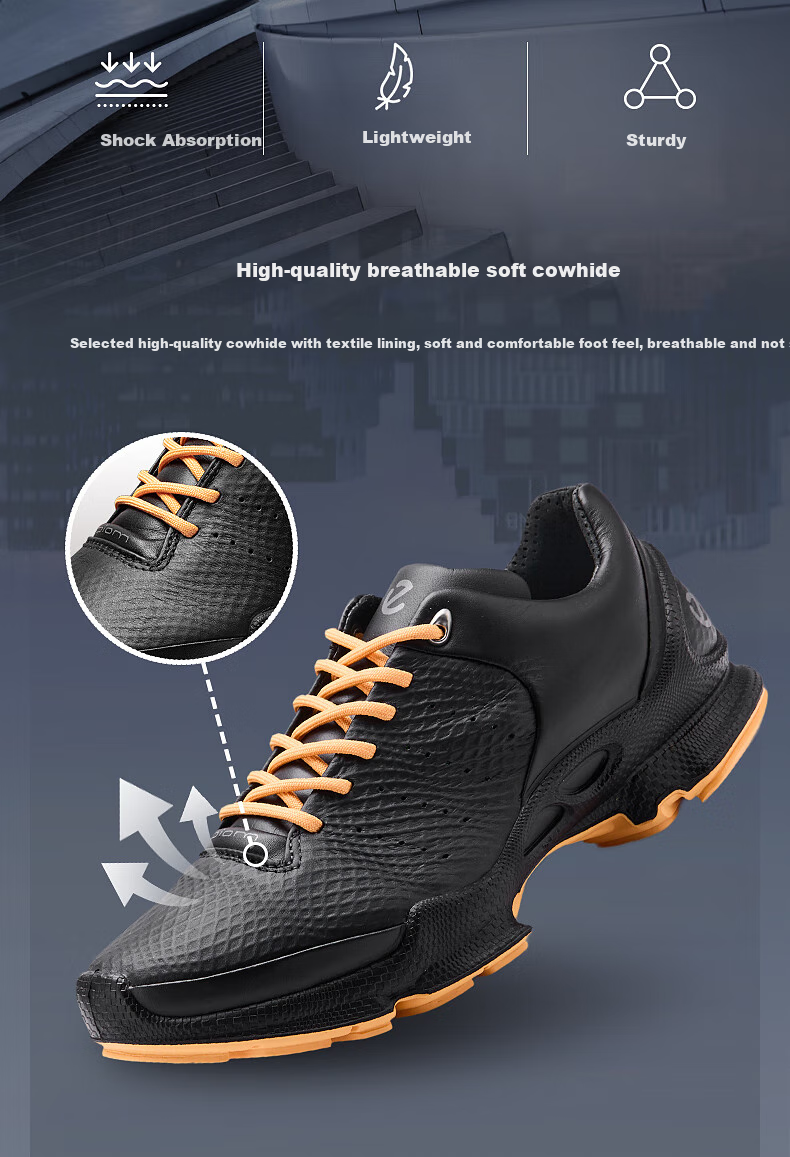 ECCO BIOM C High-End Luxury Hiking Shoes for Women, Walking 800433, Black/mango Yellow, Size 38 2