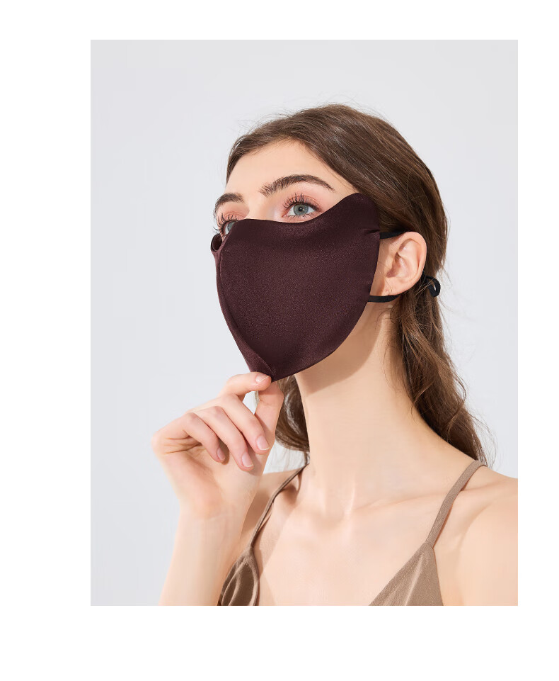 FANCET 100% Mulberry Silk Face Mask for Women Spring Summer Eye Protection Breathable UV Sun Protection Face Cover 20