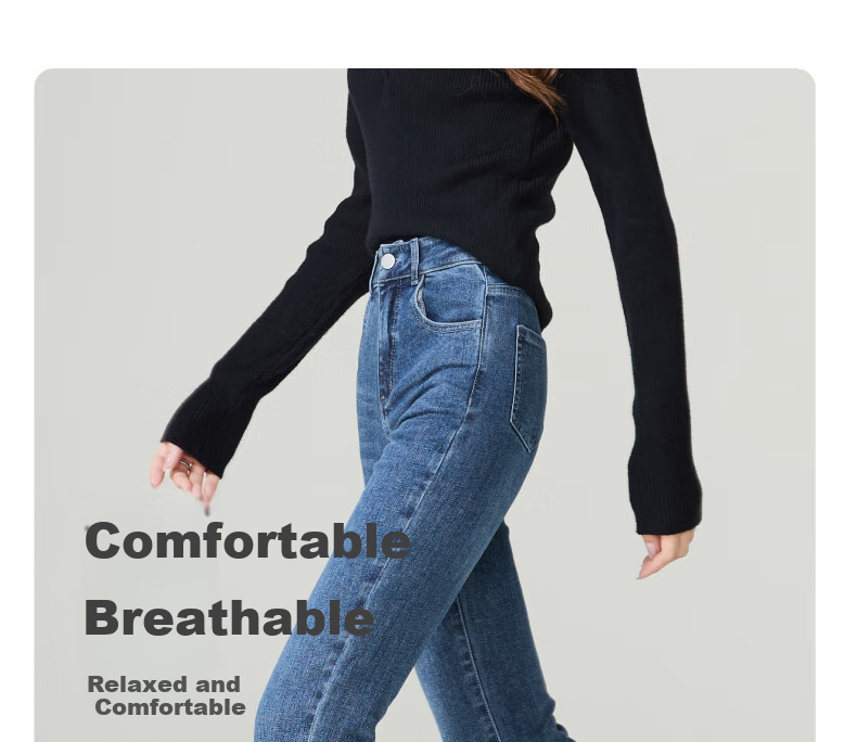 ESE-Y Spring New Loose-Fitting Slimming Petite Slim-Fit Cigarette Pants, Denim Blue, Size 29 8