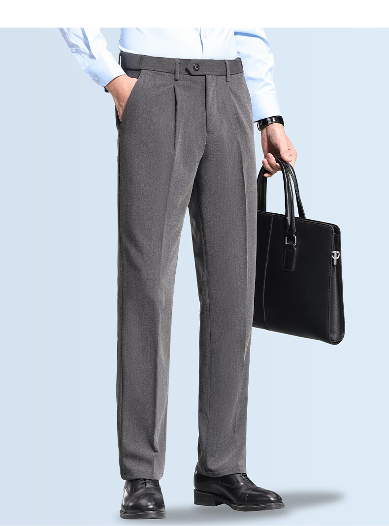 FIRS [Wrinkle-Resistant Non-Iron] Pleated Dress Pants for Men, Business Straight-Leg Trousers, Loose-Fitting Cargo Pants for Young And Middle-Aged Men, Casual Pants 10