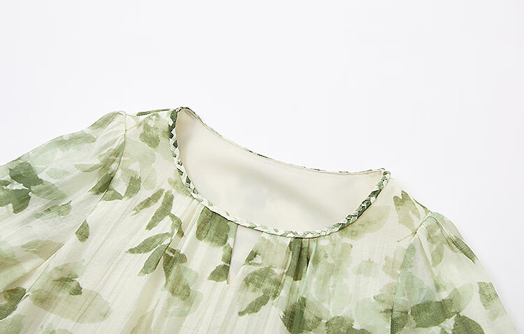 Dme [Zhi Ci Qinglu] Summer Artistic Style Lyocell Printed Shirt, Natural Comfortable Flowy Blouse, Women's Top 7