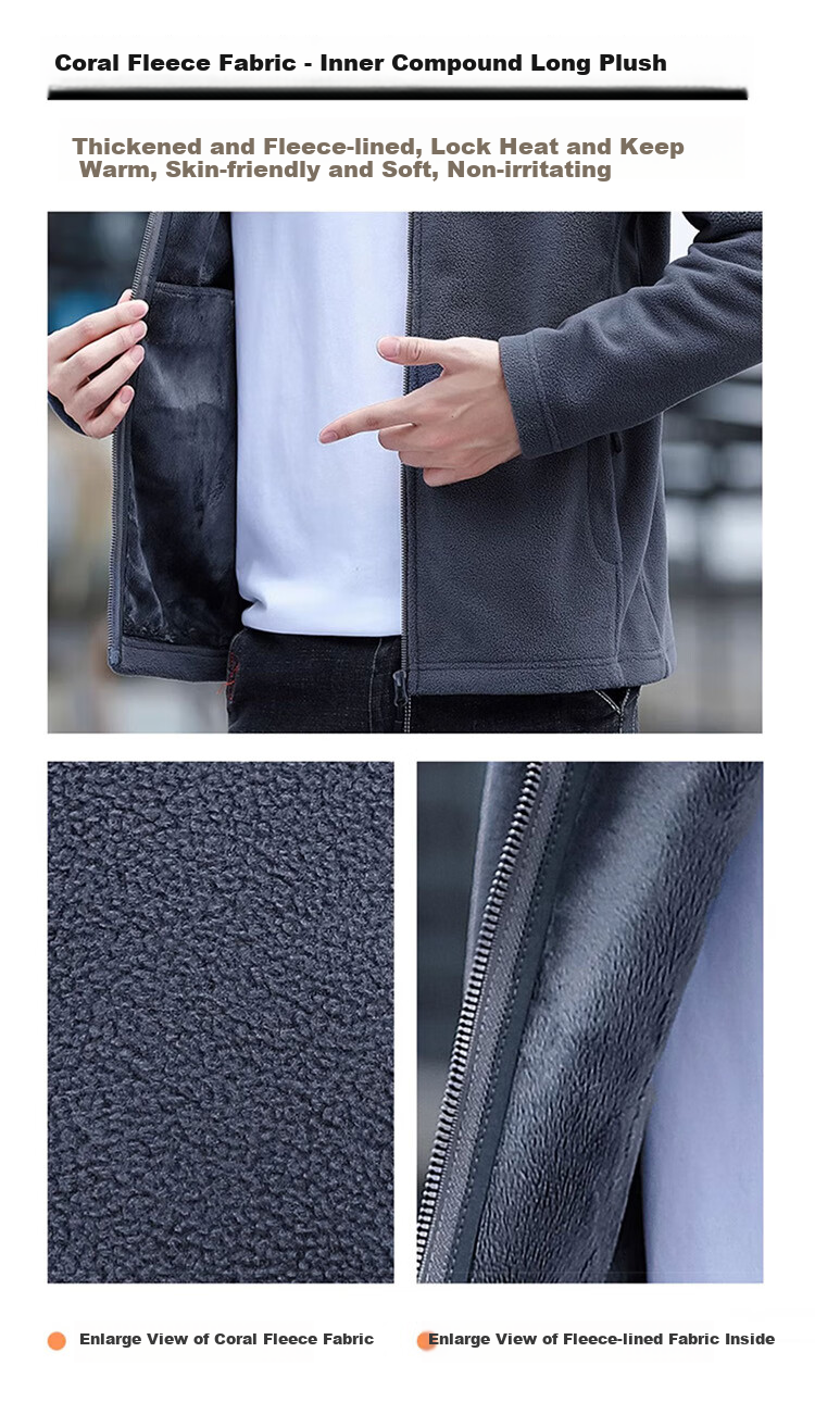 JEEP SPIRIT Men's Jacket, Zip-Up Sweatshirt, Autumn Menswear, Long-Sleeved Loose Casual Trendy Fleece Clothing 1