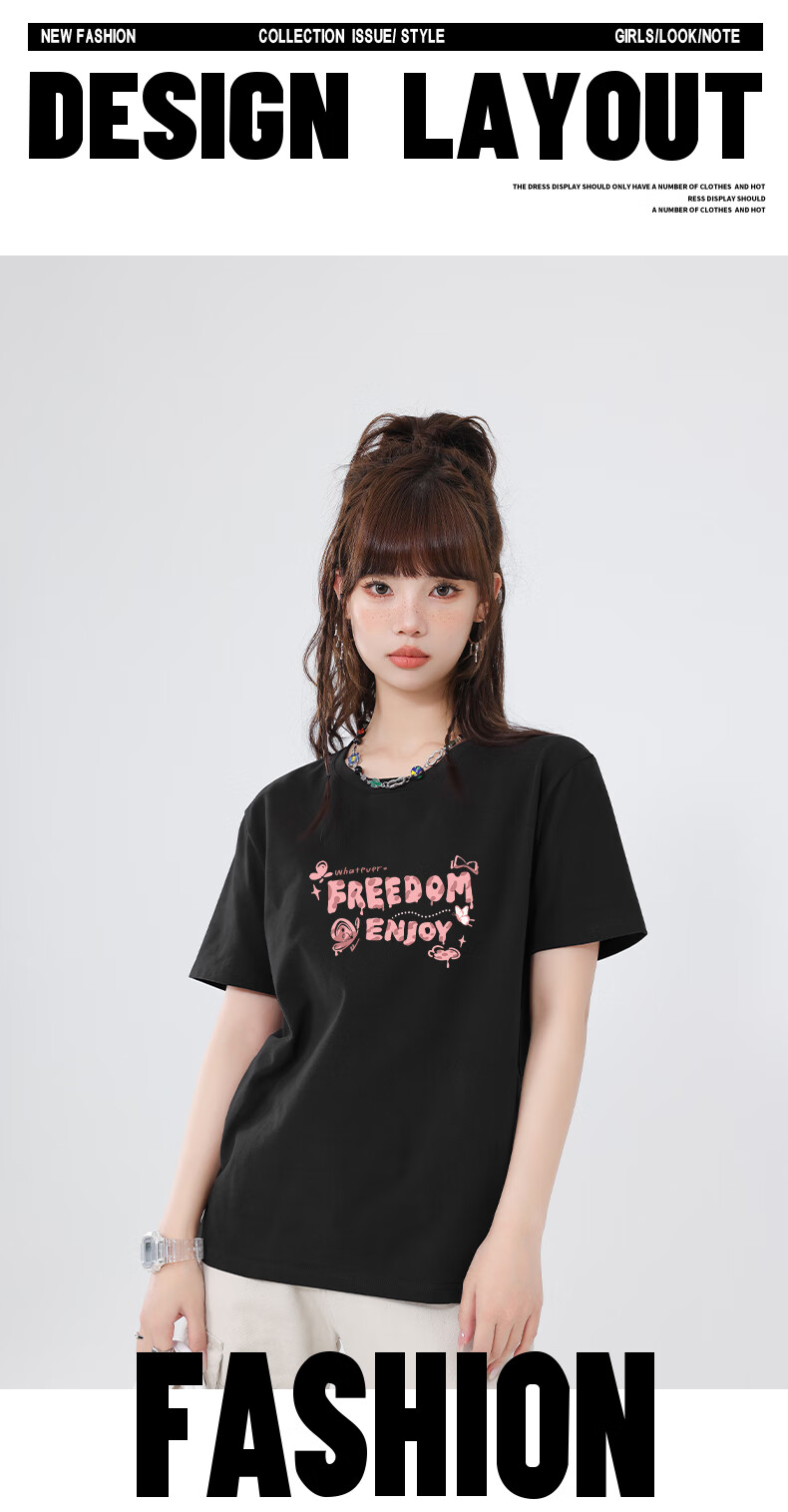 Warrior Pure Cotton Loose Short-Sleeve T-Shirt for Women, Versatile Casual Fashion Top for Summer 2026, Skin-Friendly And Breathable Women's Clothing 1