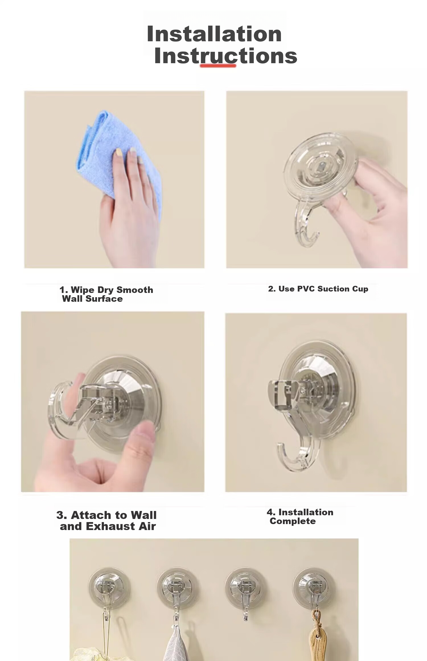 Tingjianshiguang Suction Cup Hooks, No Drilling Required, Strong Vacuum Power, for Bathroom Kitchen Toilet, Removable Adhesive Hooks, 2 Pieces 12