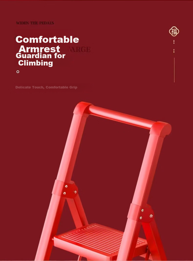 Jiuqiangu Folding Ladder, Household Extendable Carbon Steel A-Frame Ladder, Indoor Multi-Functional Staircase, Lightweight Climbing Step Ladder, Iron 8577 2