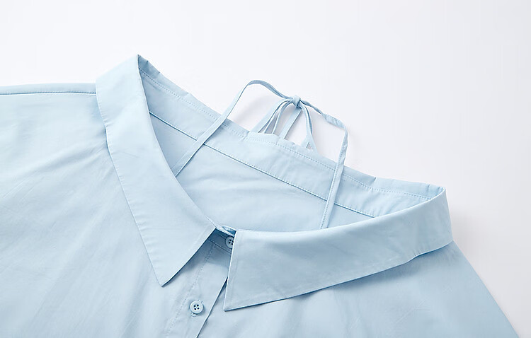 Dme [Pure Cotton Dominant Area] Spring And Autumn Korean-Style Slightly Chubby Pear-Shaped Shirt, Off-Shoulder, Tie-Waist, Concealing Shirt, Women's Top 5