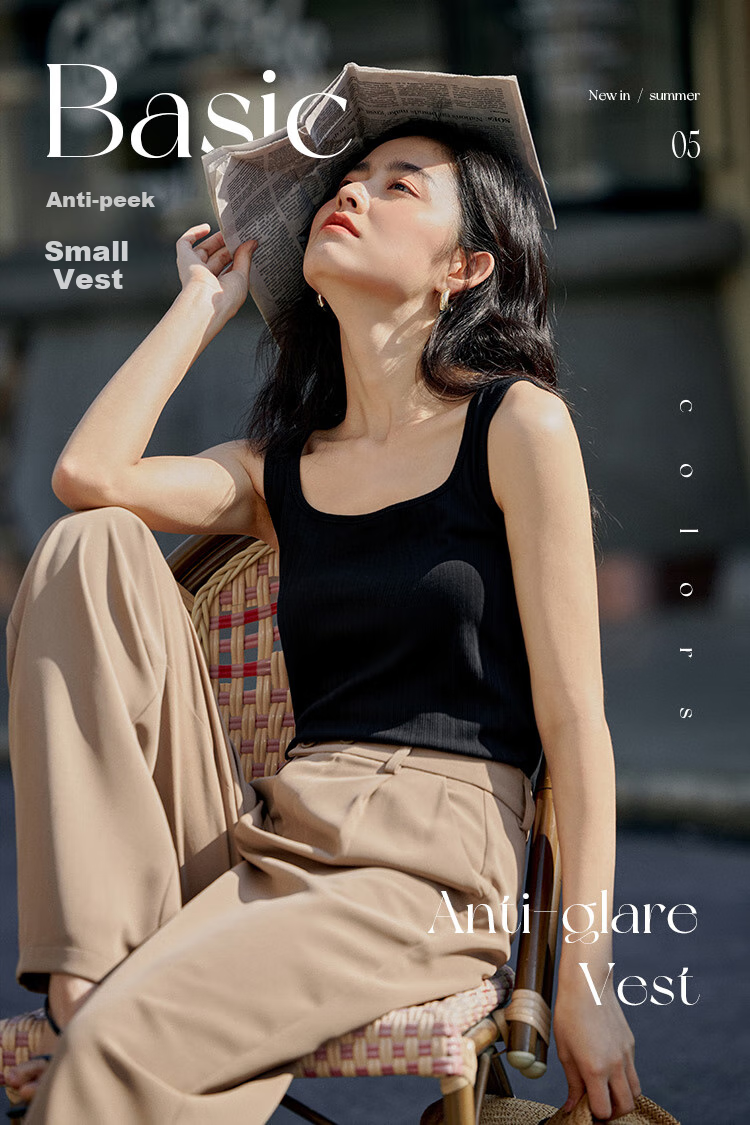 INMAN Slim Fit Vest Women Summer Base Layer Slimming Inner Wear Outer Wear Black L 2