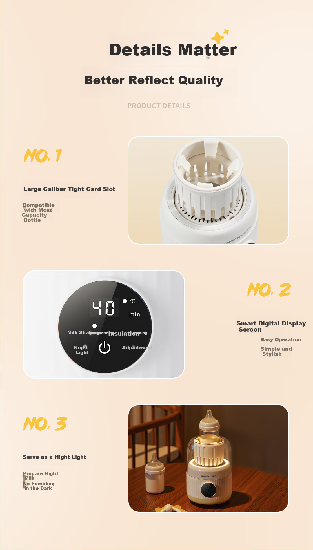 Mamahome Baby Bottle Warmer And Shaker, 2-In Milk Thawing And Warming, Quiet Night Feeding Bottle Warmer 16