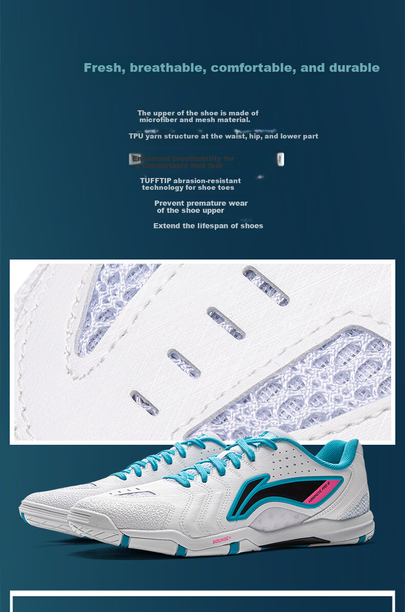 Li-Ning Table Tennis Shoes Eagle Eye 3.0 PRO Breathable, Wear-Resistant, Non-Slip Sports Shoes for Men And Women, Competition And Training Shoes, Size 42 2