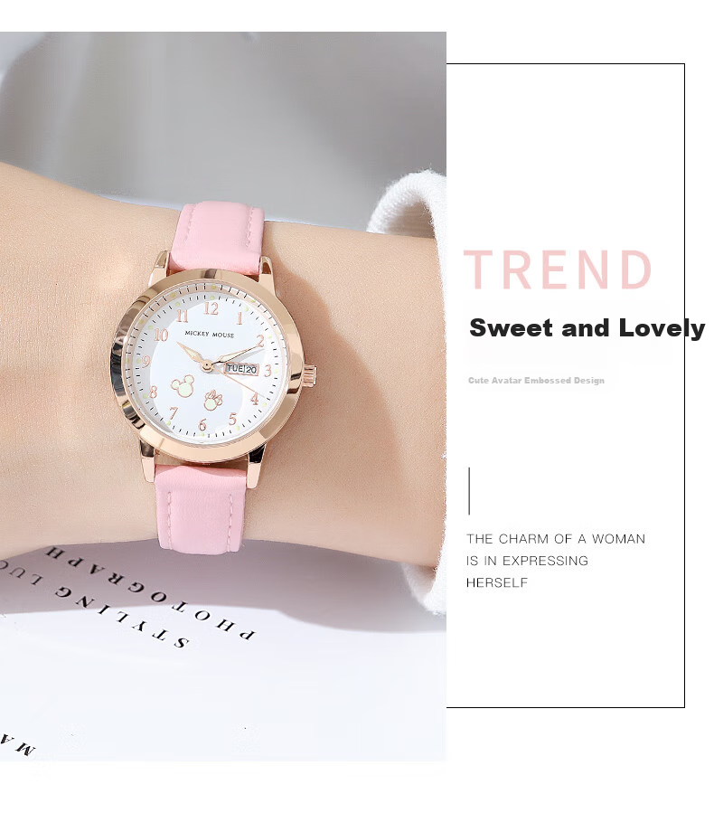 Disney Children's Watch, Girls' Student Back-To Gift, Cute Young Girl Exam Analog Quartz Wristwatch MK-11383B 3