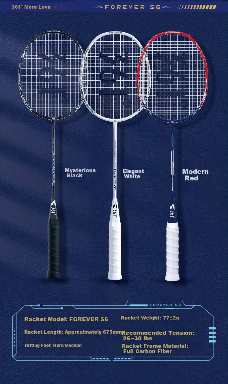 361° Ultra-Light 5U Full Carbon Badminton Racket, Yongheng S6 Single Racket, High-Power Offensive Type, Pre-Strung Finished Racket 7