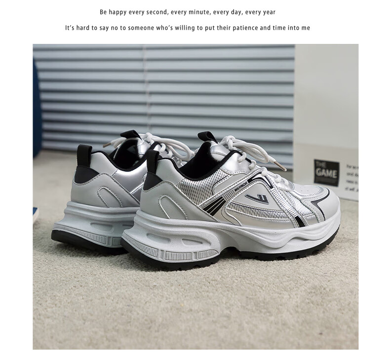 Warrior Women's Sneakers 2026 Spring New Leather Dad Shoes Thick Sole Height Increasing Couple Versatile Running Shoes 13