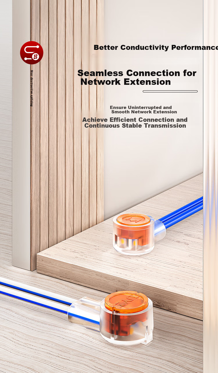 AMPCOM Terminal Block K2 Connector, High-Quality Eco-Friendly Double-Blade Dual-Wire Telephone And Network Cable Connector, Large Number Cable Non-Destructive Extension Connector, 50 Pieces AMK2005 11