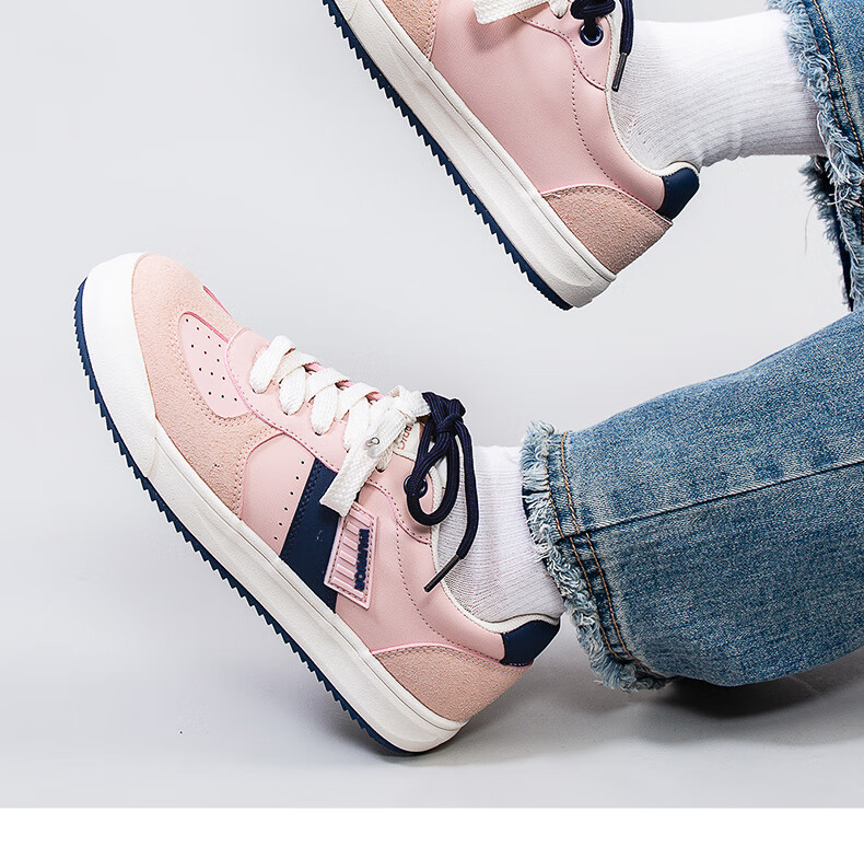 Huili Official Women's Shoes, Spring 2026 Women's Versatile Casual Sneakers, Korean-Style Skateboard Shoes, Pink And Navy Blue, Size 36 13