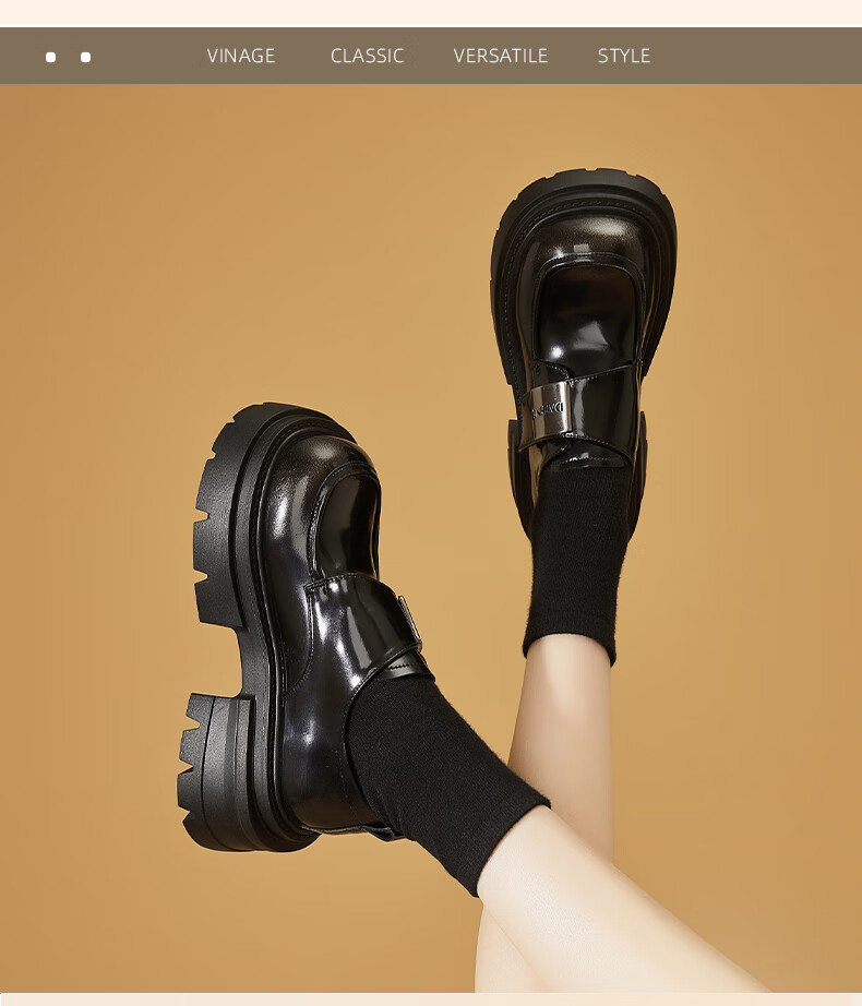 DAPHNE Thick Sole Loafers Women 2025 New Winter Black Casual Soft Sole Slip-On Shoes 3