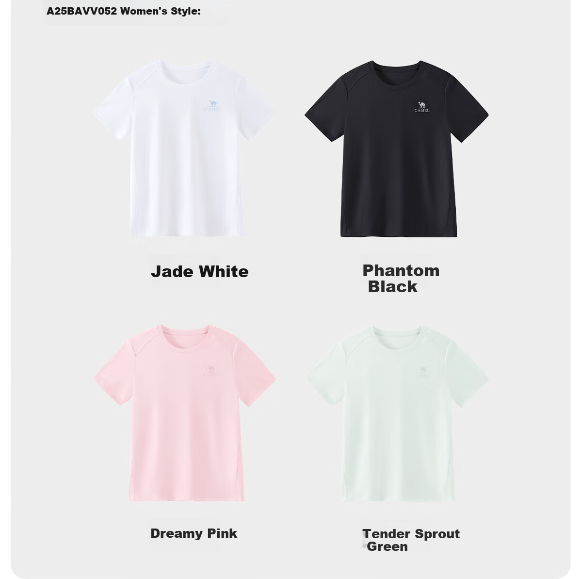 CAMEL Women's Quick-Dry Short-Sleeve T-Shirt, Lightweight Summer Round Neck Breathable Sweat-Wicking Running Fitness Sports Casual Top M 42