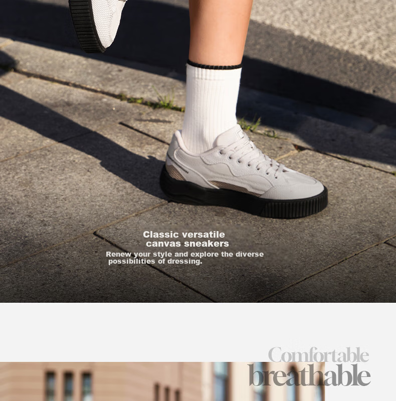 361° Women's Canvas Shoes, Spring And Summer Casual Breathable Flat Shoes, Low-Top Versatile Sneakers, 682526604-3 5