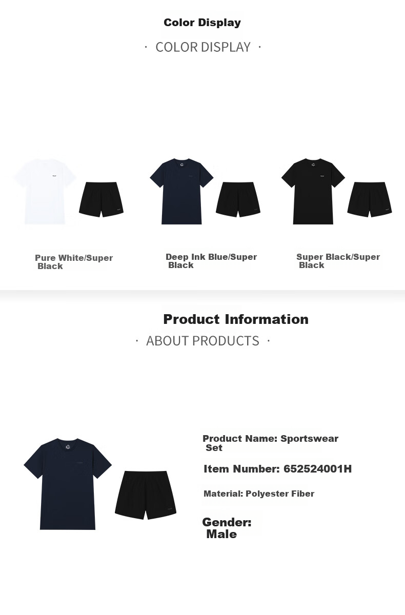 361° Men's Running Workout Set, Summer Quick-Dry Fitness Casual Short-Sleeve Shorts Two-Piece Suit 652524001H-1 20