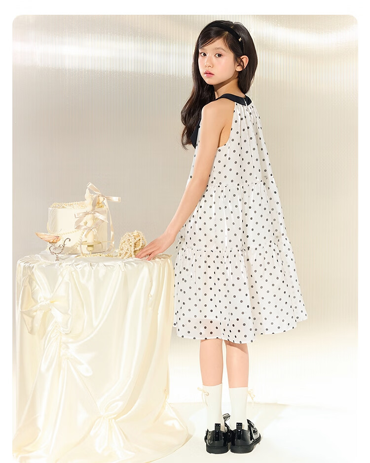 BALABALA Girls' Dress, Children's One-Piece Dress, 2025 Summer Style, for Young And Middle-Aged Children, Plaid Sleeveless Princess Dress, 208225111016 18