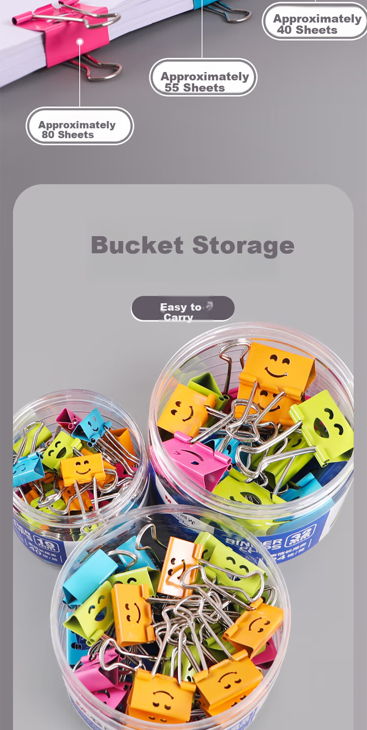 M&G Long Tail Clips, Colorful Cute Smiley Faces, 25mm, 48 Pieces/jar, Small Metal Binder Clips, Office Supplies, Paper Clips, ABS92703, Single Box Packaging 4