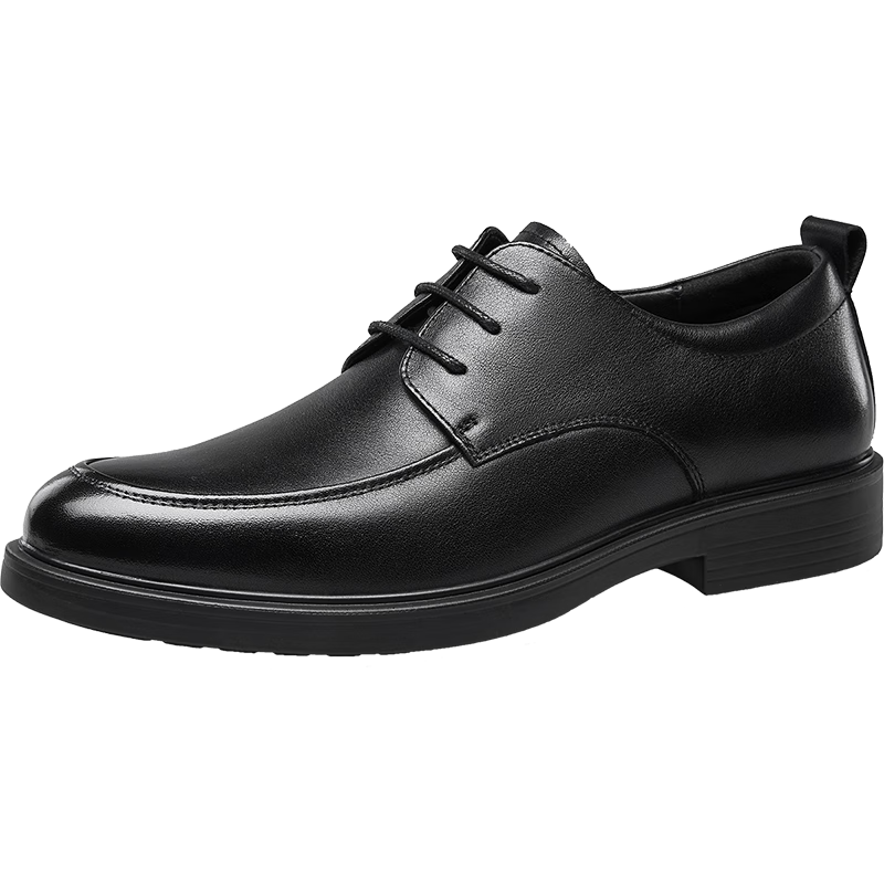 Kangnai Genuine Leather Shoes, Top-Grain Cowhide Men's Formal Business Shoes, Autumn Derby Shoes, Lace-Up Groom Leather Shoes for Men, Black, Size 42