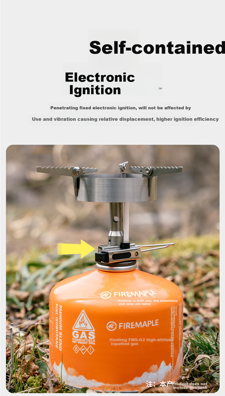 FIRE-MAPLE Integrated Gas Stove in Dark Gray, High-Altitude Cold-Resistant Gas Burner Head, Foldable Windproof Electric Ignition Gas Stove 5