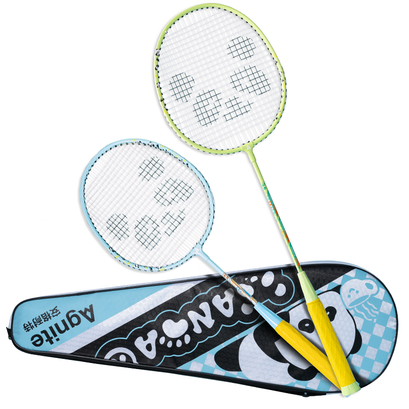 Deli & Angenite Children's Panda Durable Badminton Racket, Extendable Adult Dual-Use Iron Alloy Detachable Badminton Paddle