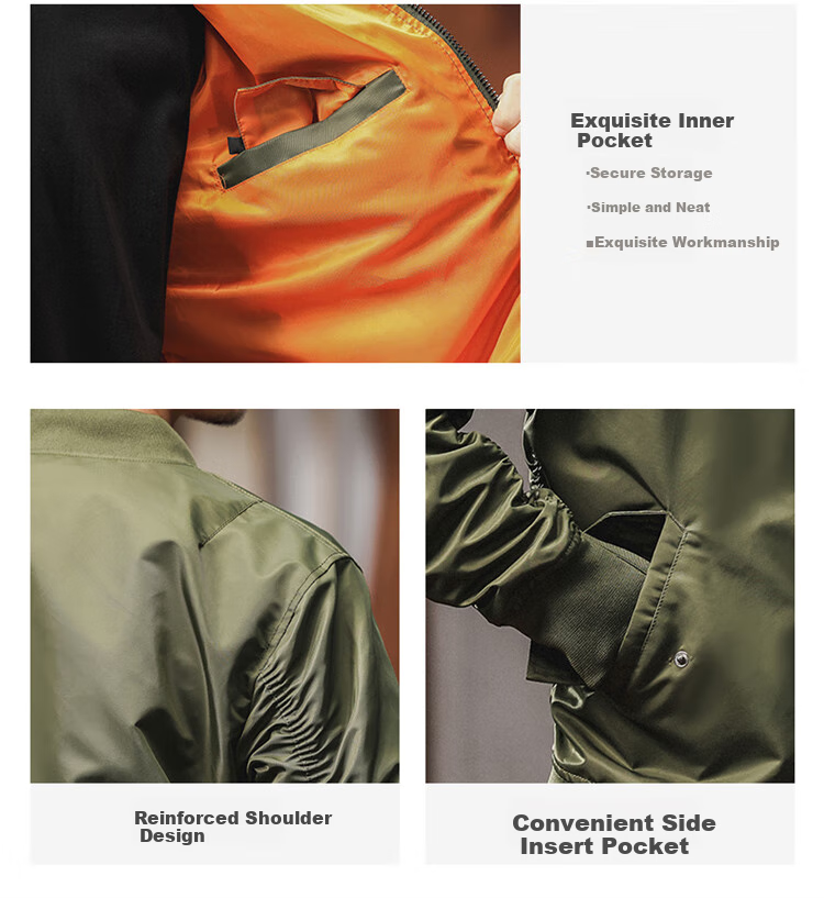 JEEP Men's Jacket, Pilot Style Windbreaker, Spring And Autumn Workwear Baseball Collar Outerwear, Army Green, Size M 4