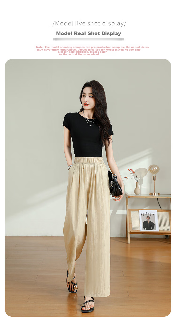 Jeanswest Casual Pants for Women, Summer Trendy Loose-Fitting Draping Solid Color Versatile Yamamoto Wide-Leg Pants, Pink, Size L 9