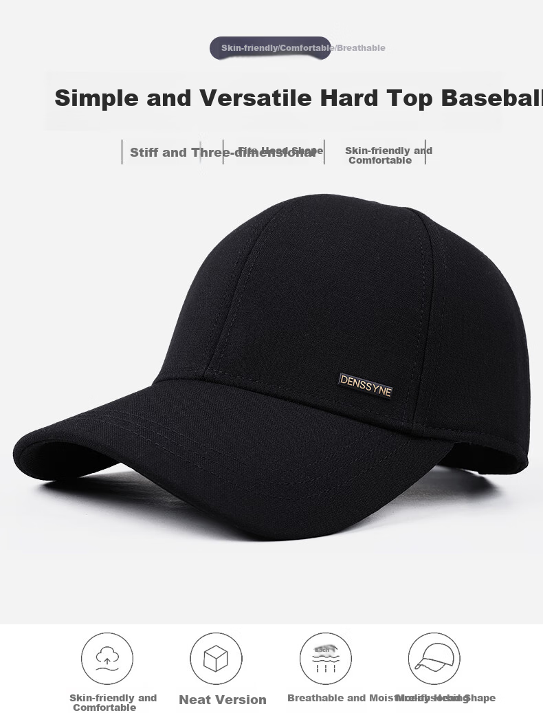 Denssyne Men's All-Season Casual Hard Brim Baseball Cap, Brand Authentic Sun Protection Cap for Middle-Aged And Elderly 2