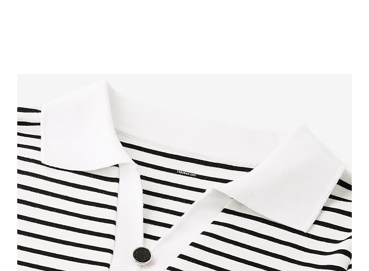 Inman Casual Striped Shoulder T-Shirt Summer Women's Design Polo Collar Slim Fit Short Sleeve Star Black XL 6