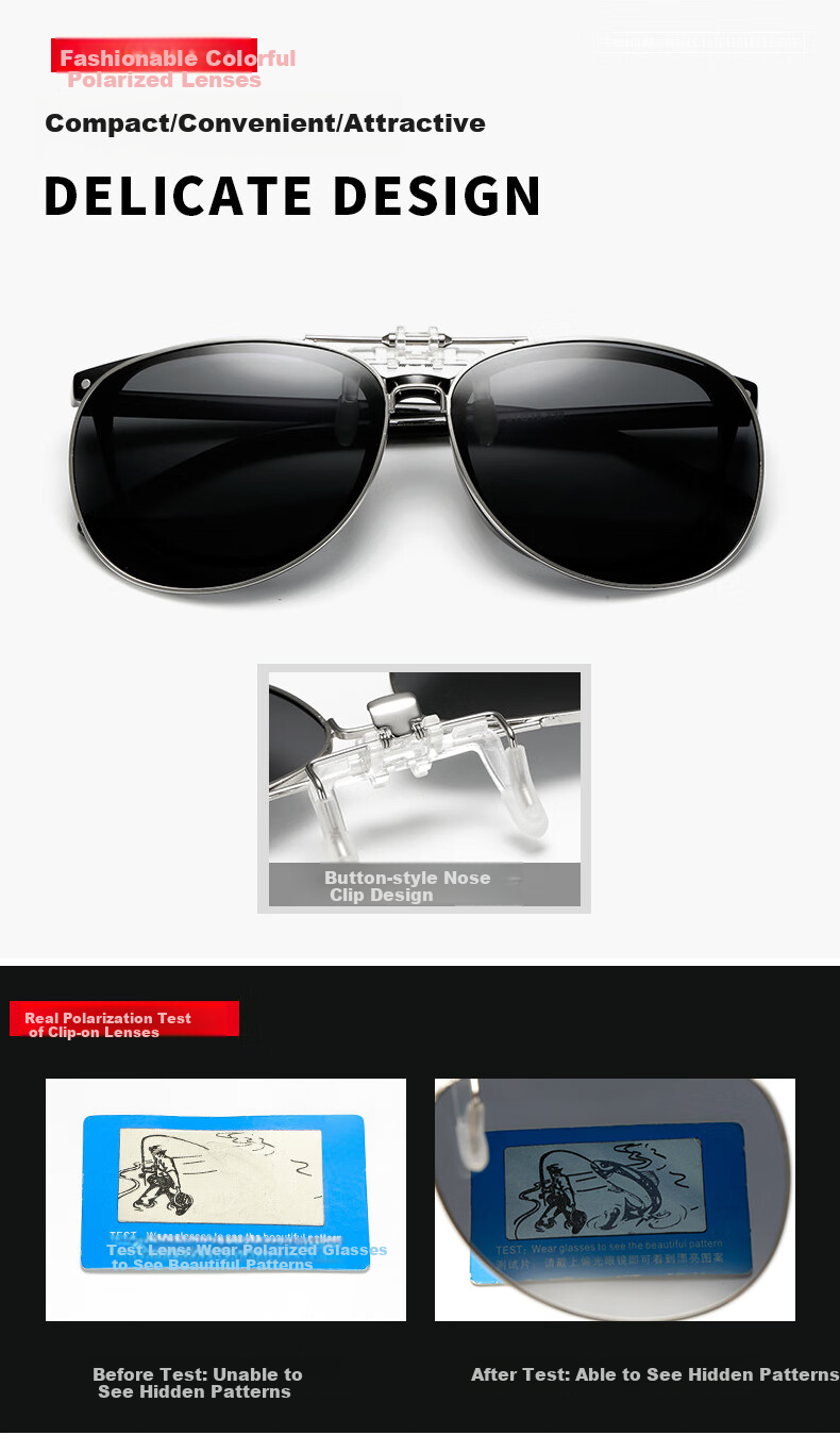 LOVECRAFT Myopia-Specific Sunglasses Clip-On for Men And Women, Driving-Specific Polarized Clip-On - Black Frame with Gray Lenses, UV Protectio 18