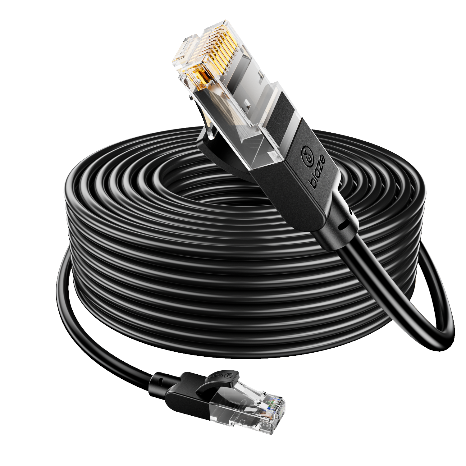 BIAZE Cat5e High-Speed Gigabit Ethernet Cable 20m Engineering/Broadband Computer Home Connection Patch Cable Pre-made Black