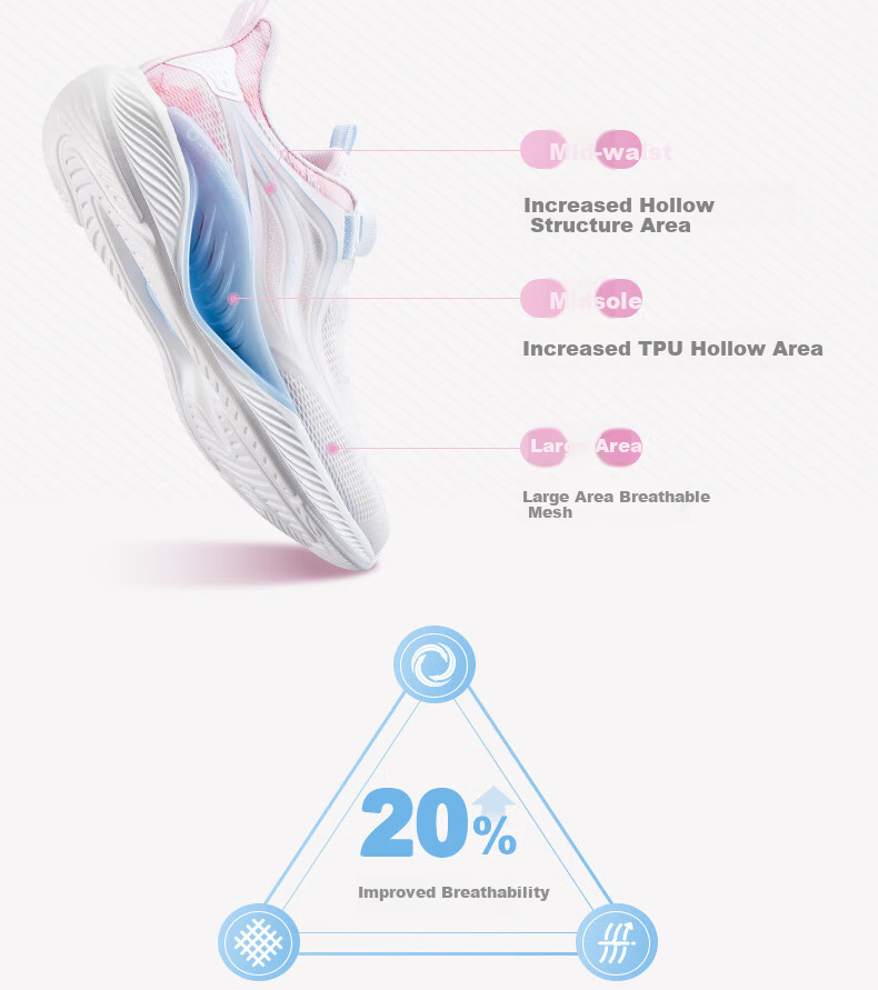 XTEP Children's Hydrogen Wind 5.0 Kids' Multi-Color Breathable Knob Running Shoes, Light Purple/snow Purple, Size 37 21
